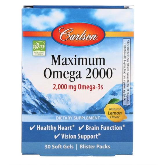 Омега 3 Carlson Labs Maximum Omega 2000 мг 30 Softgels Natural Lemon Flavor (CAR-60020)