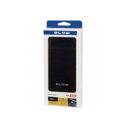 Повербанк УМБ Blow 40000mAh, PD/20W QC/3.0 inp:Micro-USB/USB-C out:USB-Aх2/USB-C Black (PB40AB)