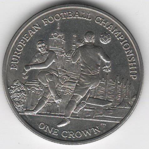 Коллекционная монета Остров Мэн 1 крона 2012 Европейский футбольный чемпионат UNC Разновидность 4 (KM#1464)