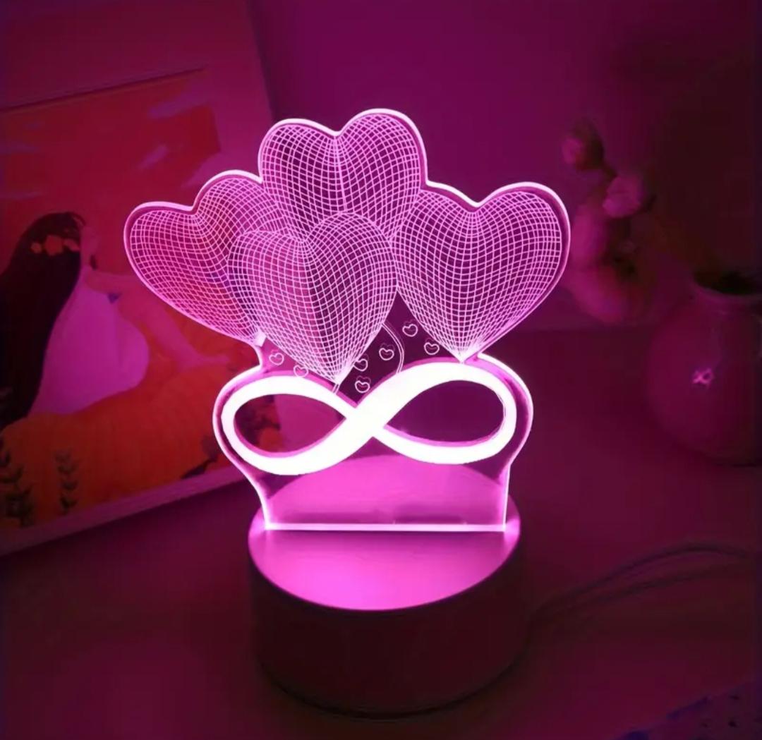 LED-нічник 3D Безкінечна любов Серця з рожевою підсвіткою (27820385) - фото 3 LED-нічник 3D Безкінечна любов Серця з рожевою підсвіткою (27820385) - фото 3