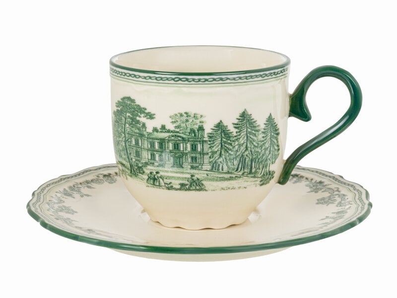 Чашка чайная фарфоровая с блюдцем Lefard Green Castle 210 мл Зеленый (359-499)