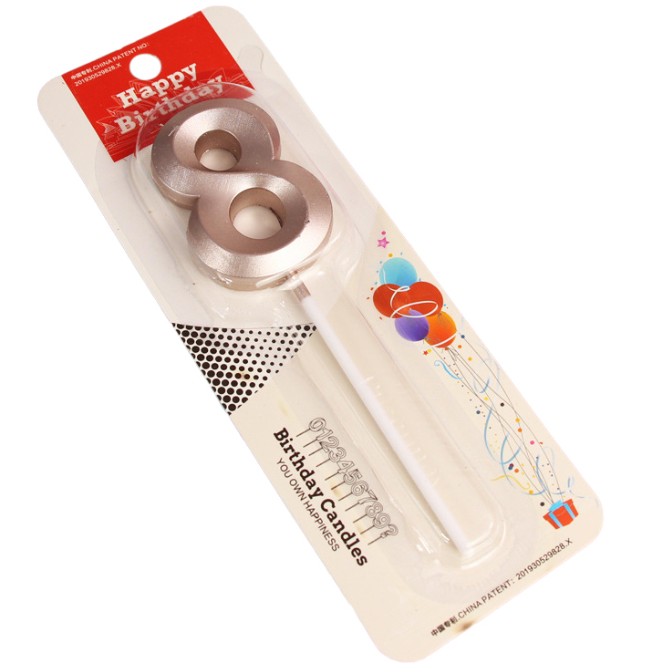 Свічка для торта цифра "8" Рожево-золотий (16050)