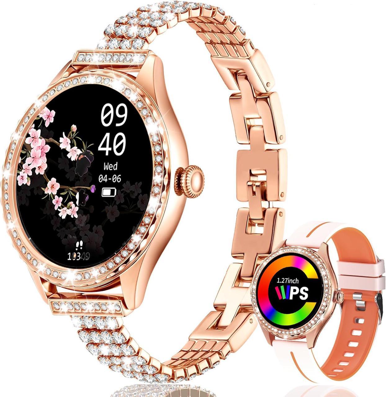 Смарт-годинник жіночий Luxury Crystal зі змінними ремінцями та розширеним функціоналом 1,32"