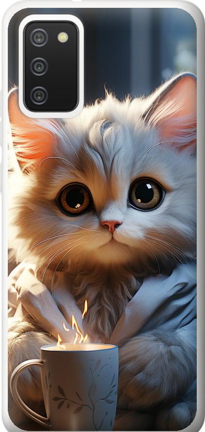 Чехол на Samsung Galaxy A02s A025F White cat (5646u-2203-42517)