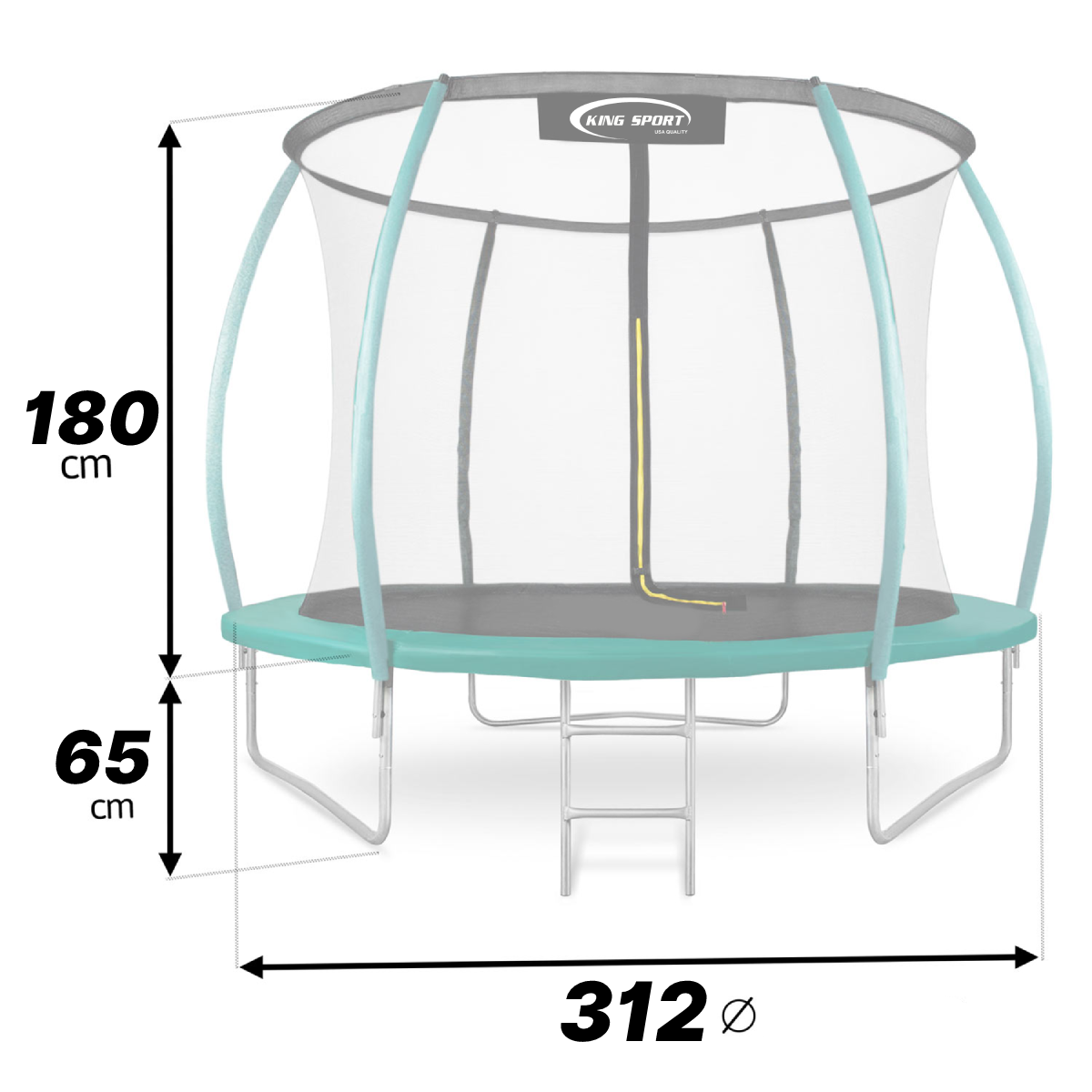 Батут King Sport PRO c внутренней сеткой и лестницей 312 см (7907081) - фото 4