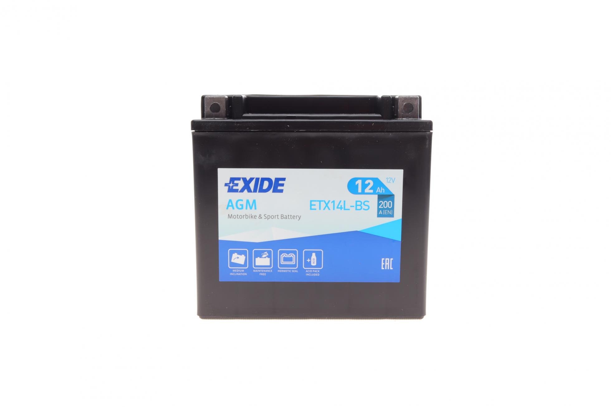 Аккумулятор EXIDE AGM R EN200 12 Ah-12V 150х87х145 мм (ETX14L-BS) Аккумулятор EXIDE AGM R EN200 12 Ah-12V 150х87х145 мм (ETX14L-BS)