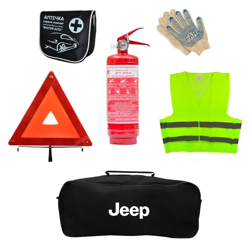 Набор автомобилиста AUTOMIX А25 Jeep огнетушитель 1 кг/знак аварийной остановки/аптечка/жилет