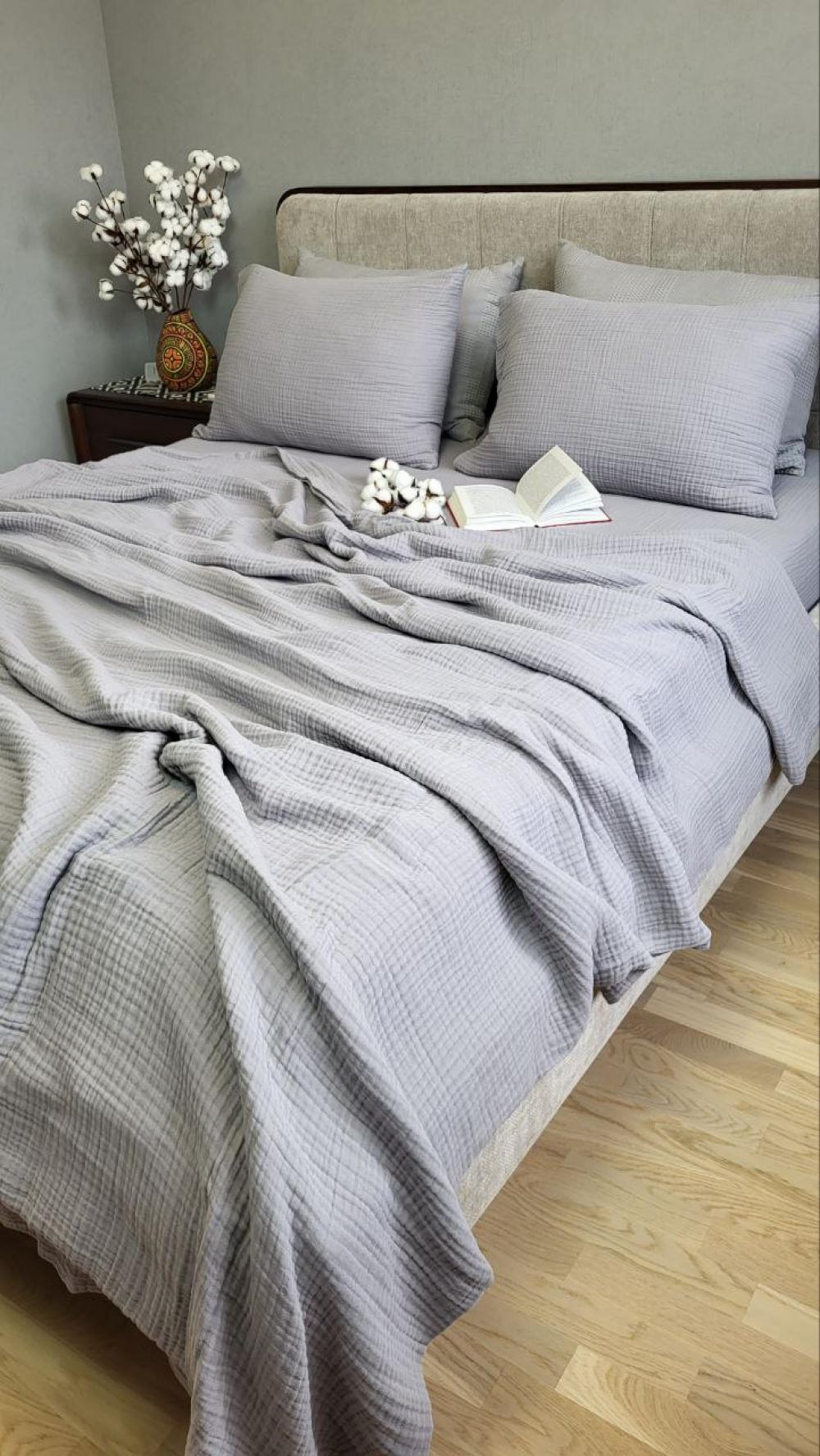 Покрывало детское муслин 110x140 см Smoke Grey (10011) - фото 6 Покрывало детское муслин 110x140 см Smoke Grey (10011) - фото 6