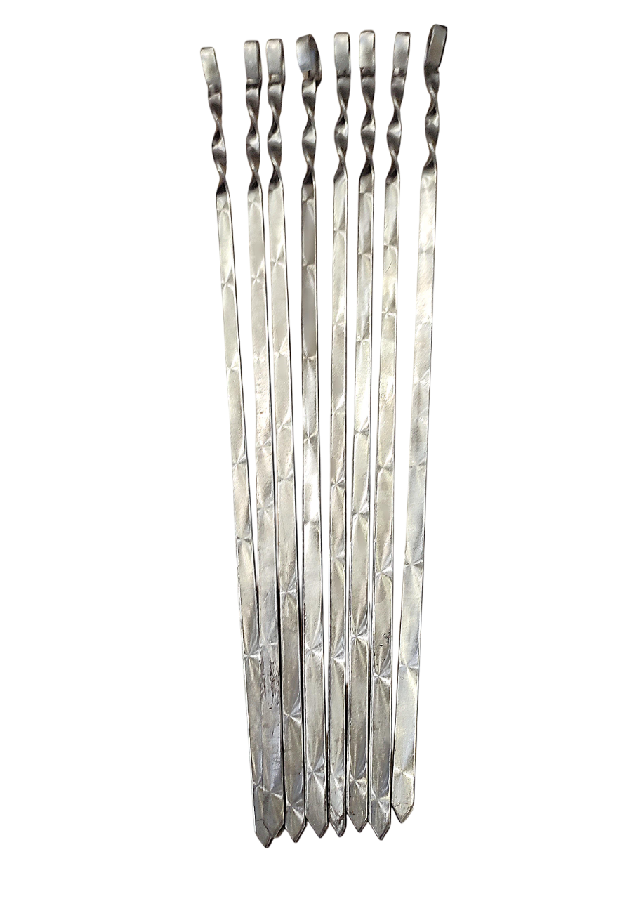 Шампур из нержавеющей стали шлифованный 8 шт. 600x3x12 мм (7091)