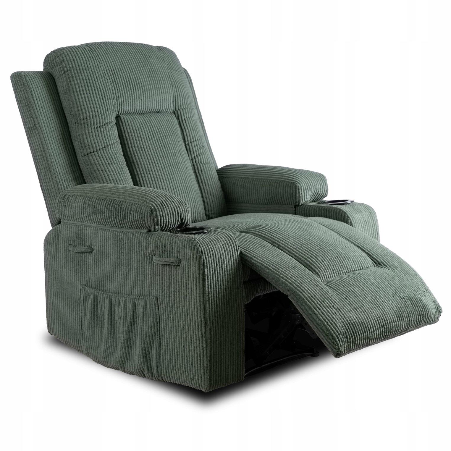 Кресло мягкое Mebel Elite BOX Velvet раскладное массажное с реклайнером Зеленый (ME.BOX2/Z/SZTR/FW)