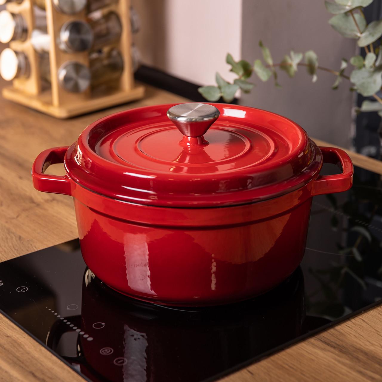 Кастрюля чугунная эмалированная с крышкой 20 см 2 л Красный (6809) - фото 11 Кастрюля чугунная эмалированная с крышкой 20 см 2 л Красный (6809) - фото 11