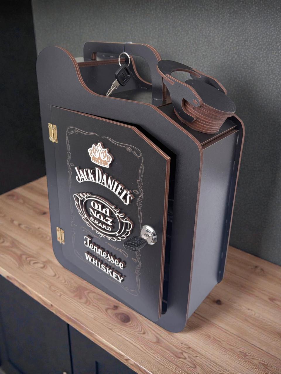 Мини-бар канистра для бутылок с отсеком для рюмок и бутылки 33x24x11 см Темная Модель №1 Мини-бар канистра для бутылок с отсеком для рюмок и бутылки 33x24x11 см Темная Модель №1