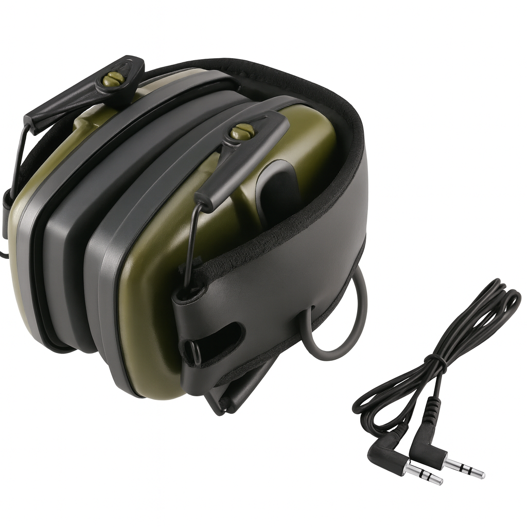 Наушники активные шумоподавляющие защитные NRR 22дБ 2xААА Olive (585074)
