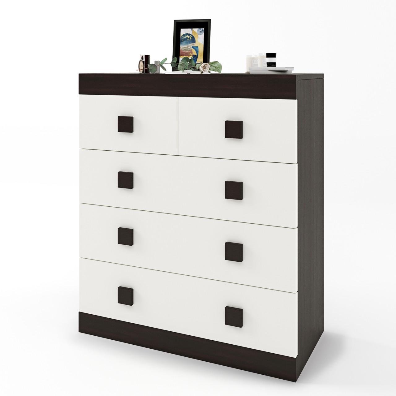 Комод для вещей Еверест Соната-3 на 5 ящиков 80х38х94 см Венге/Белый (DTM-2603)