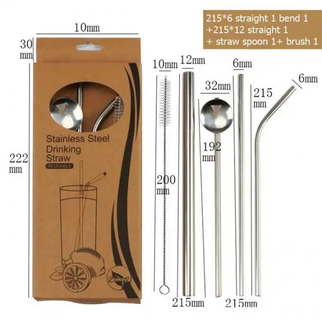 Набор металлических экотрубочек Bar для напитков 5 предметов Серебро (406250) - фото 3 Набор металлических экотрубочек Bar для напитков 5 предметов Серебро (406250) - фото 3