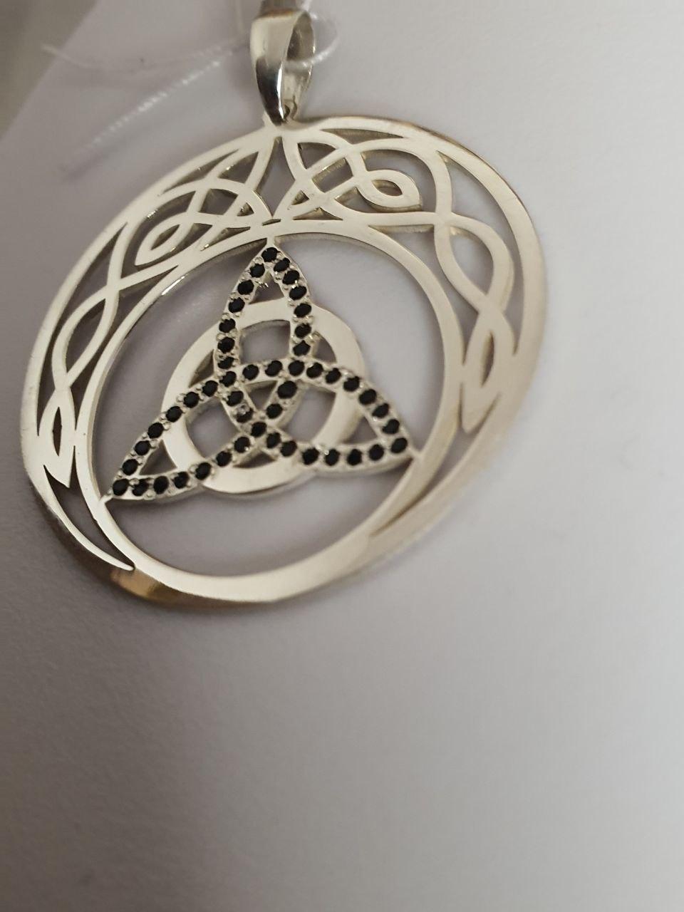 Срібний кулон підвіс триквер в лунниці 925 проба каміння циркон Чорний (2785821024) - фото 3