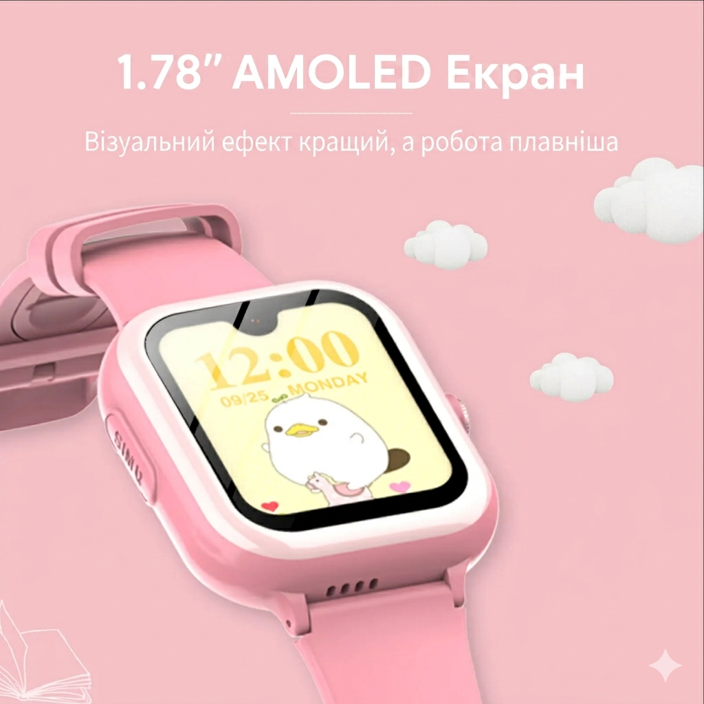 Смарт-часы для детей Wonlex KT31 Amoled 8GB с GPS Pink — фото 7