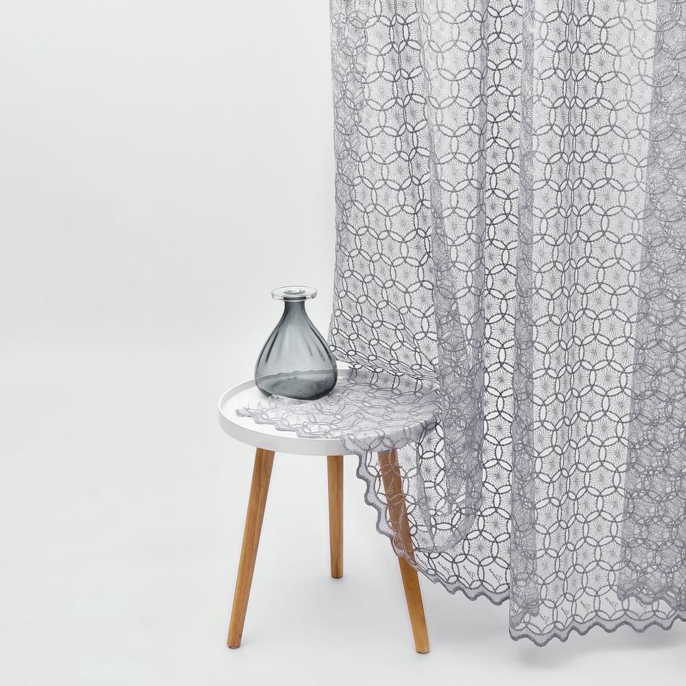 Ткань тюль сетка с вышивкой Шар V-т/синий (24750)