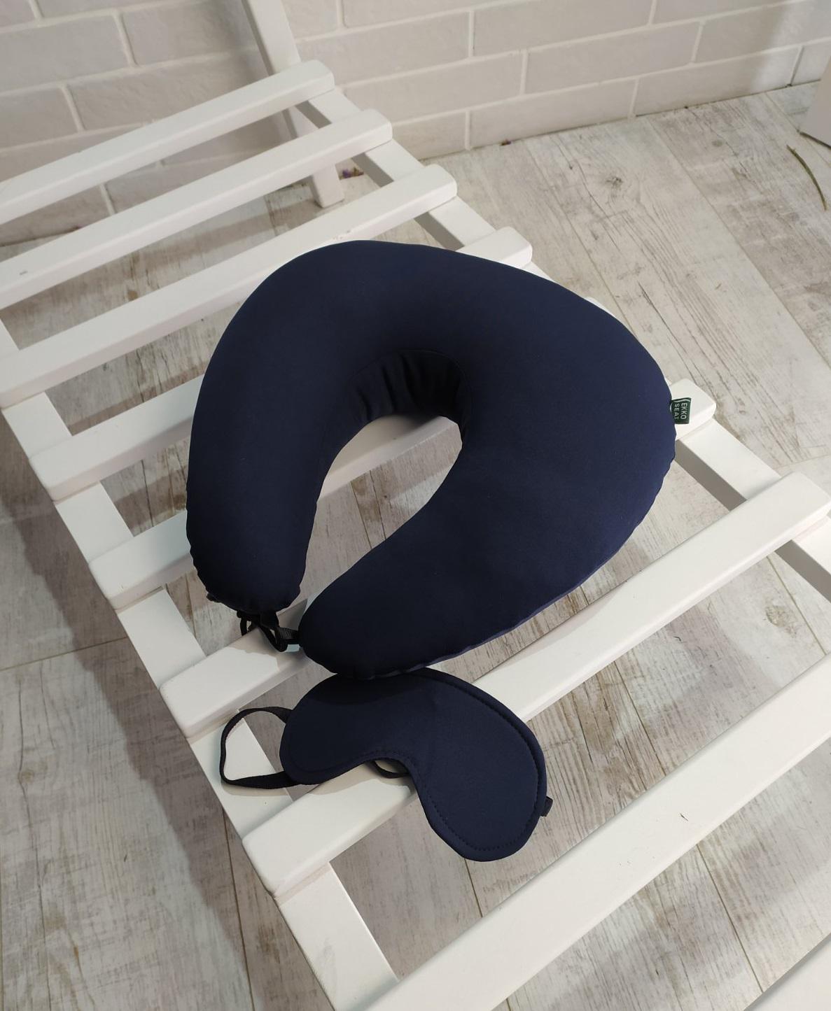 Подушка Ekkoseat під шию з маскою бінарна з велюровою вставкою Синій