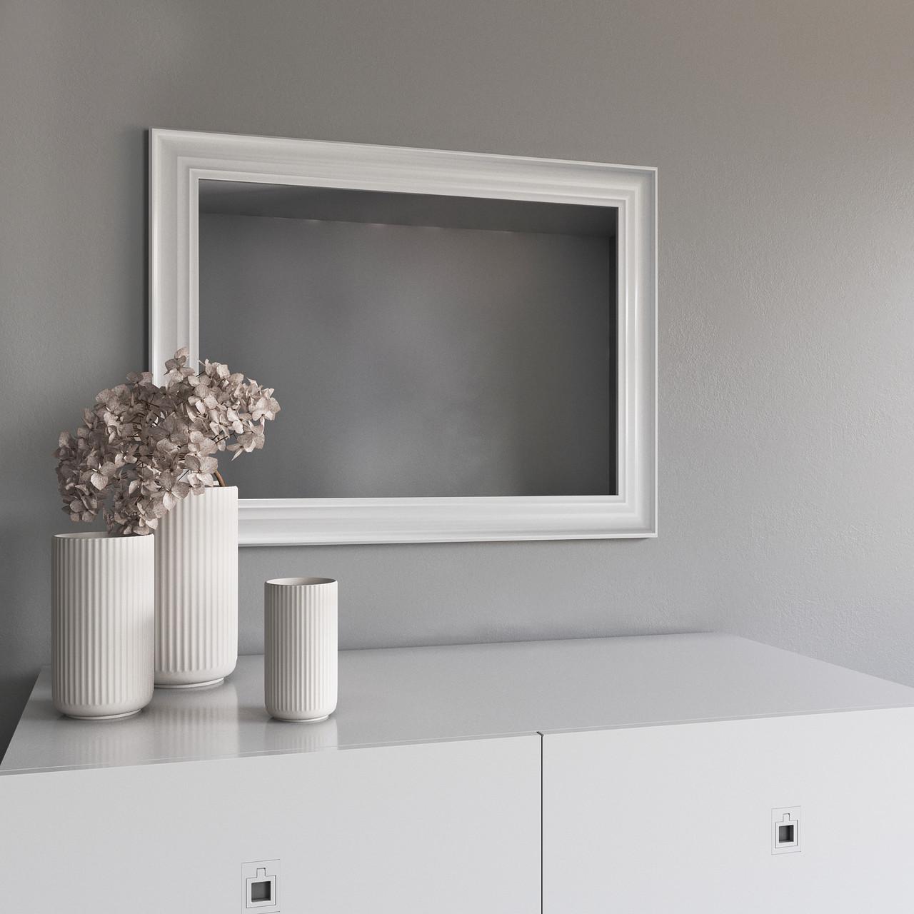 Зеркало прямоугольное Black Mirror на стену 82х62 Белый (7024-291SW)