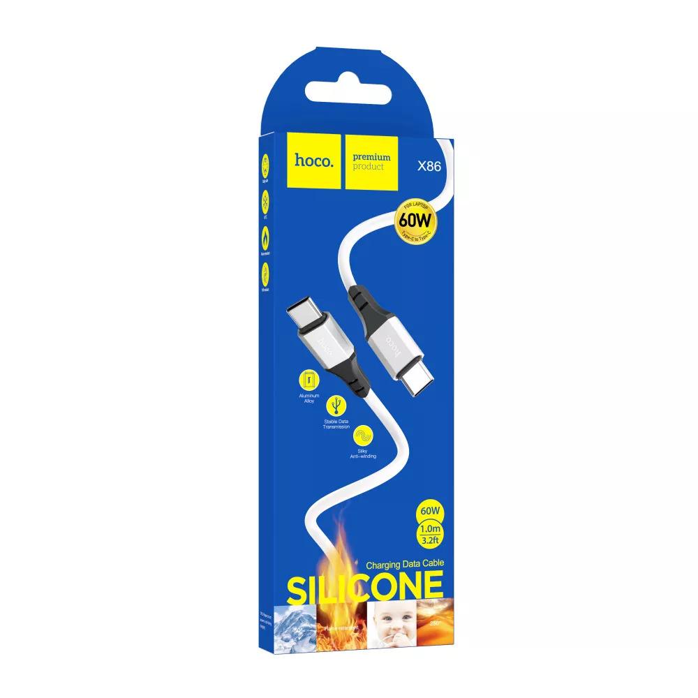 Кабель Hoco X86 Spear Silicone Type-C to Type-C 60 Вт 1 м White (e9d3beb7) - фото 3