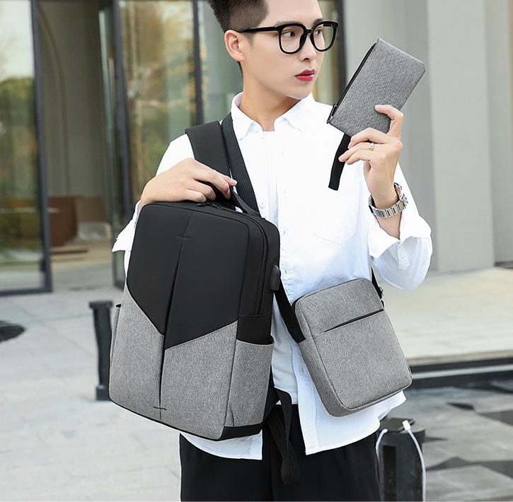 Рюкзак протиударний для ноутбука 15,6" 3в1 Чорний/Сірий (IBN032BS) - фото 15