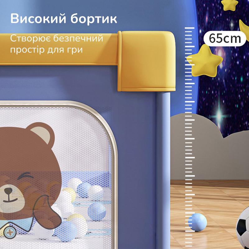 Манеж детский Lumpurini Tibaldo L с дверцей на молнии и карманом для игрушек Сине-желтый (B01150) - фото 6 Манеж детский Lumpurini Tibaldo L с дверцей на молнии и карманом для игрушек Сине-желтый (B01150) - фото 6