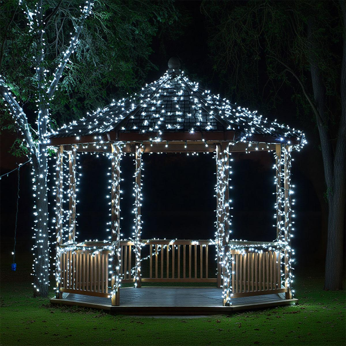 Гирлянда нитка уличная новогодняя с солнечной батареей и пультом 100 м 1000 LED диодов черный провод Белый свет (SB1000L100MBW) - фото 10 Гирлянда нитка уличная новогодняя с солнечной батареей и пультом 100 м 1000 LED диодов черный провод Белый свет (SB1000L100MBW) - фото 10