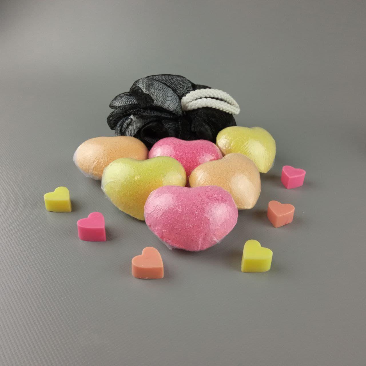 Набор для ванны бомбочки/мыло/мочалка 310 г Розовый/Желтый/Оранжевый (NBS0002) - фото 2