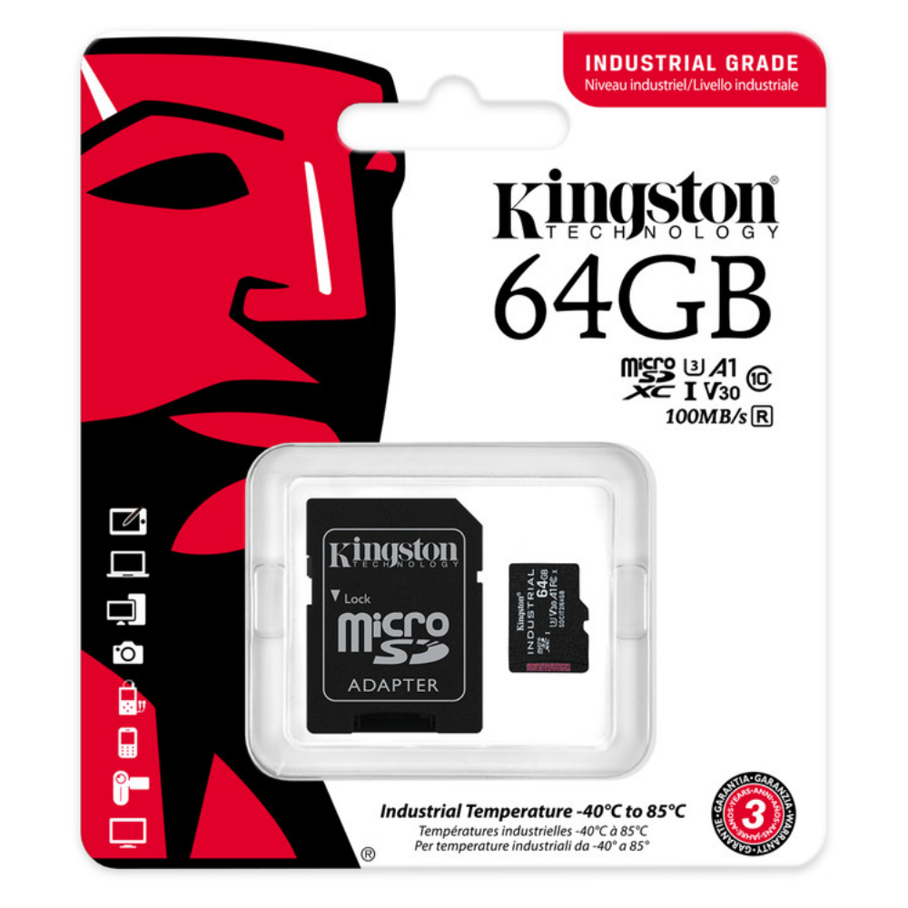 Карта памяти Kingston microSDXC 64 Гб Industrial C10 A1 pSLC с адаптером (SDCIT2/64GB) - фото 2