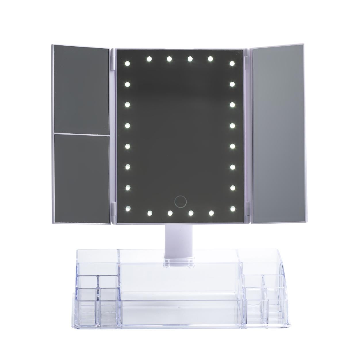 Дзеркало для макіяжу настільне потрійне з led підсвіткою сенсорне (HP072CY036)