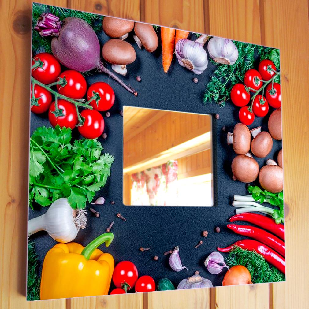 Зеркало декоративное Разные овощи 260х260 мм Черный (M04195)