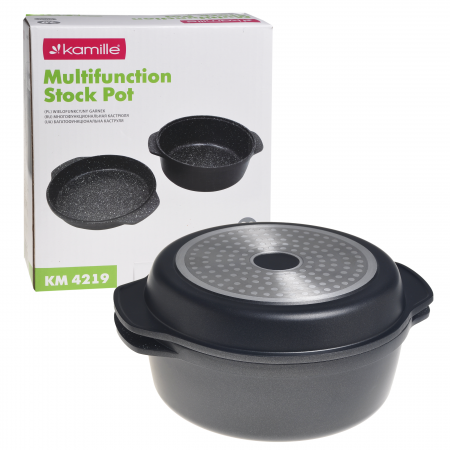 Кастрюля-гриль Kamille KM4219 алюминий 2,5 л Black Marble (2554055186)