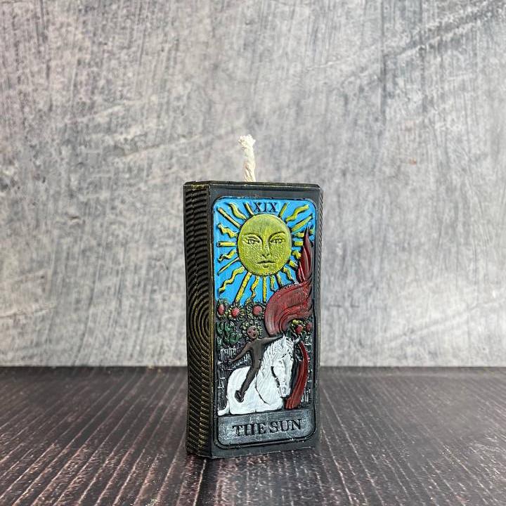 Свеча восковая карта Таро-Солнце Черный (1334)