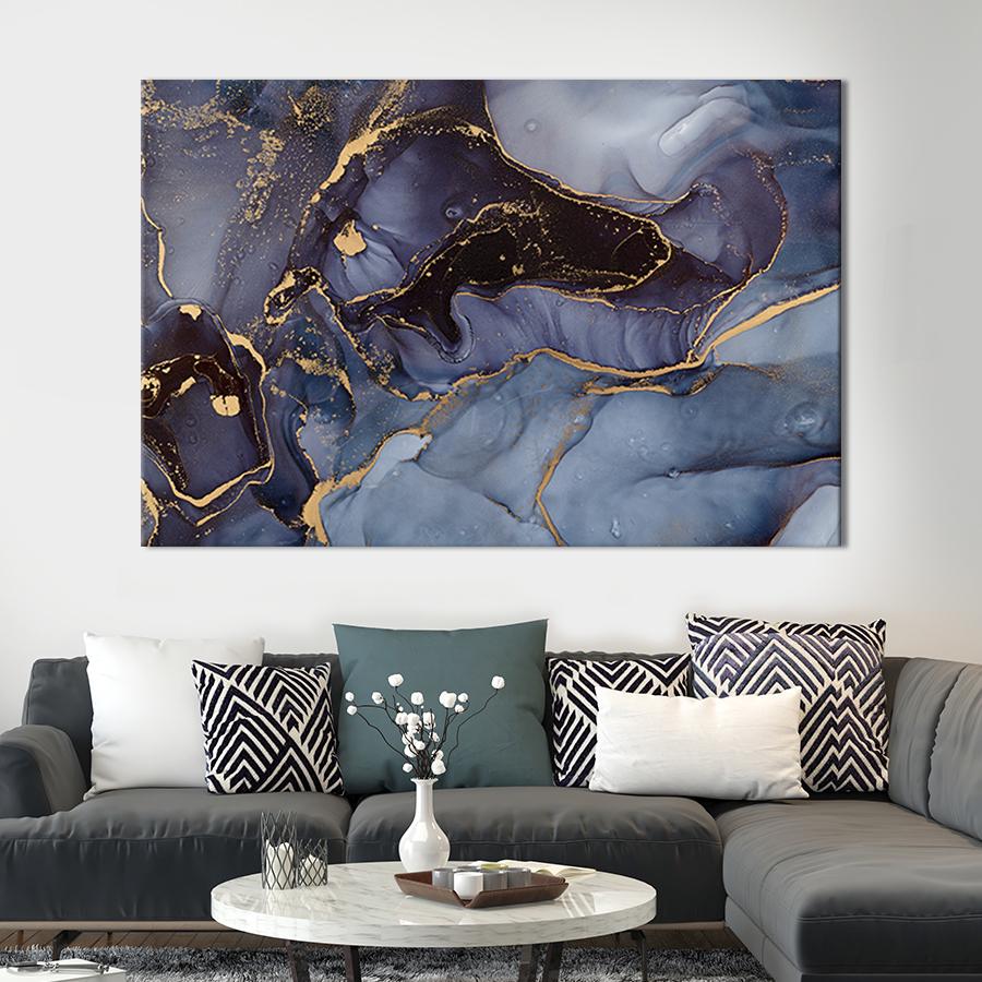Настенный декор картина на холсте для интерьера Мраморная абстракция 51x34 см (1-1)