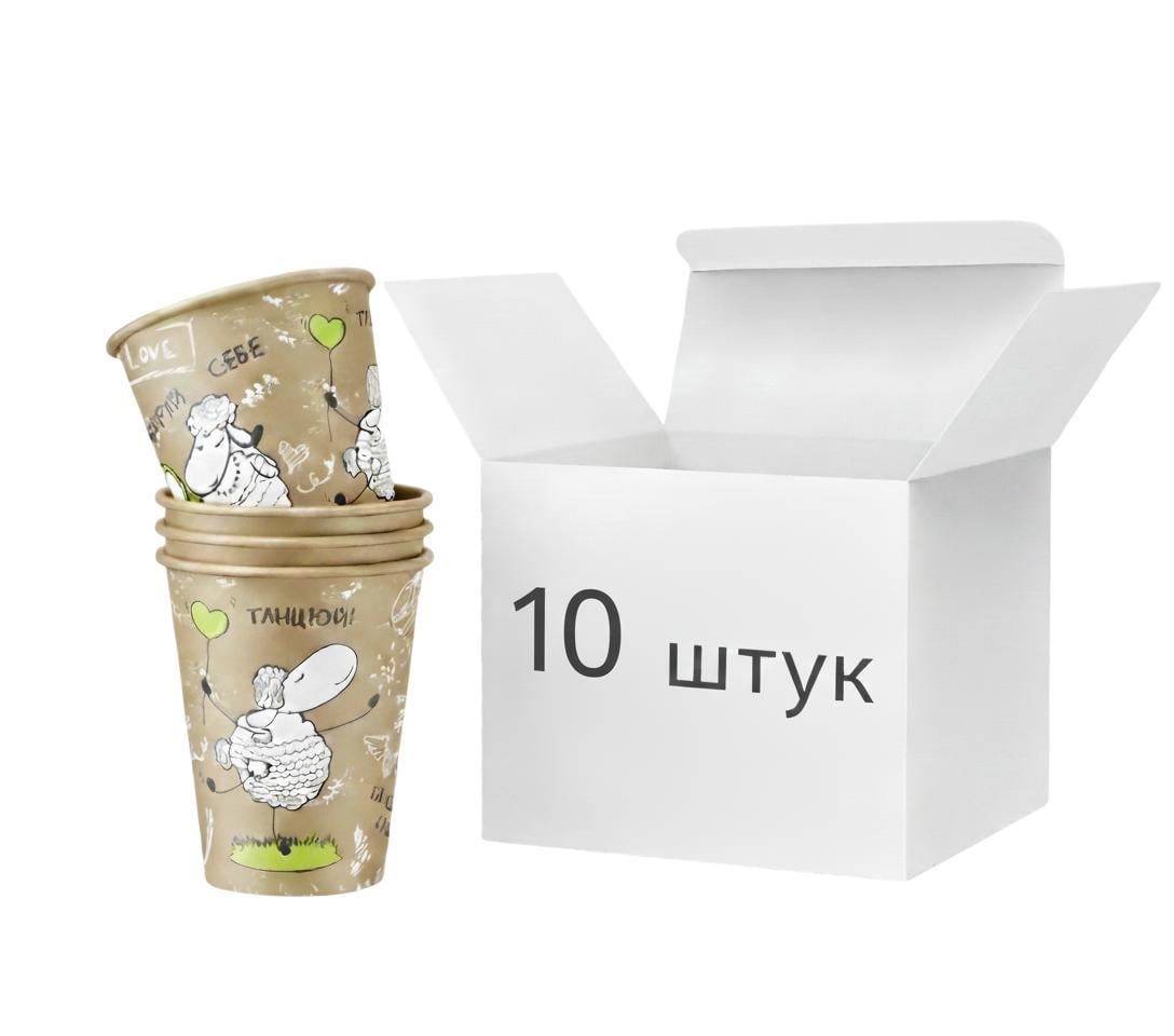 Стаканы бумажные EMOJI CUP 175мл 10 шт. крафтовая бумага