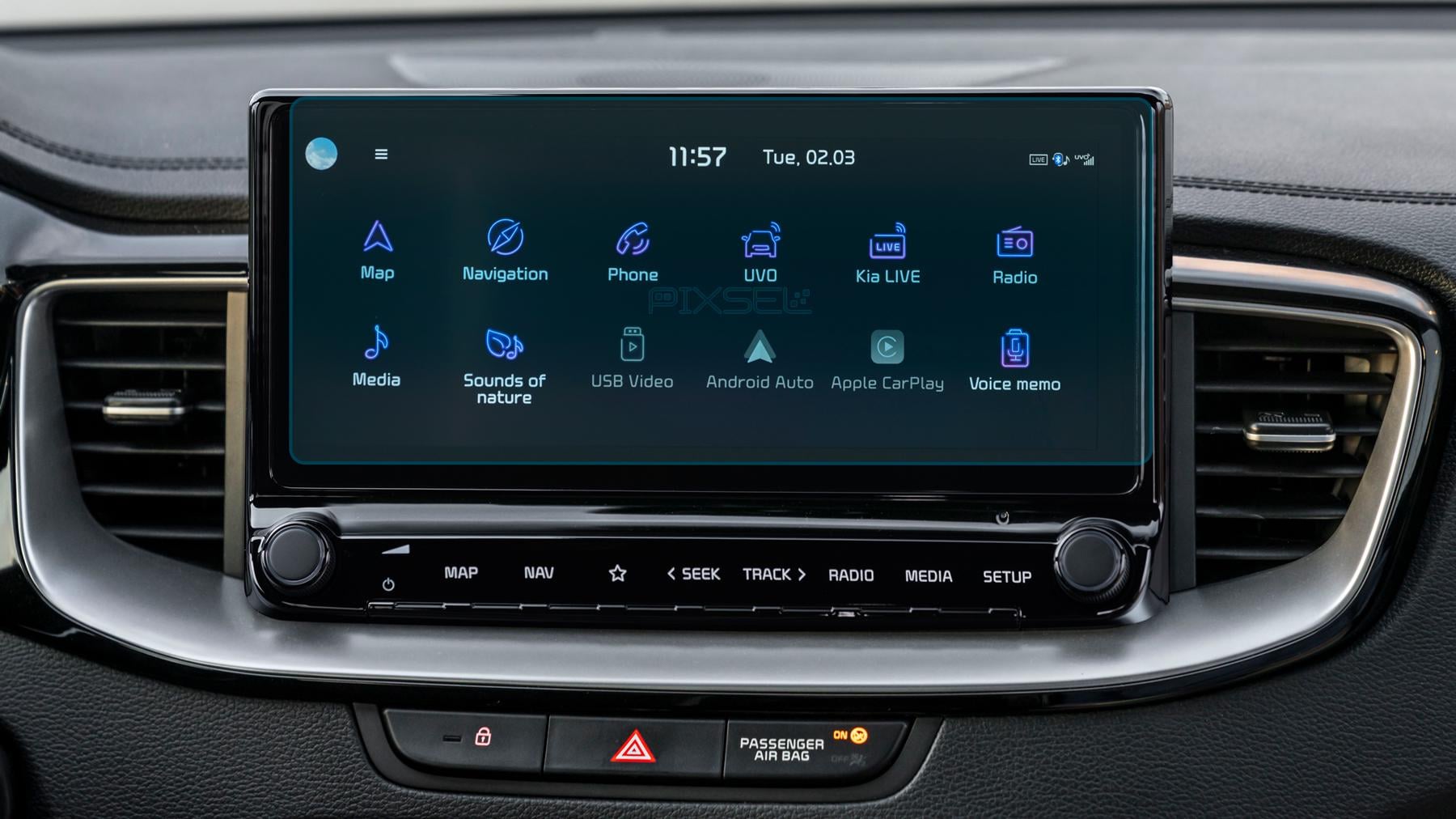 Защитное стекло Pixsel гибридное матовое на монитор Kia CEED 10,9" 2019