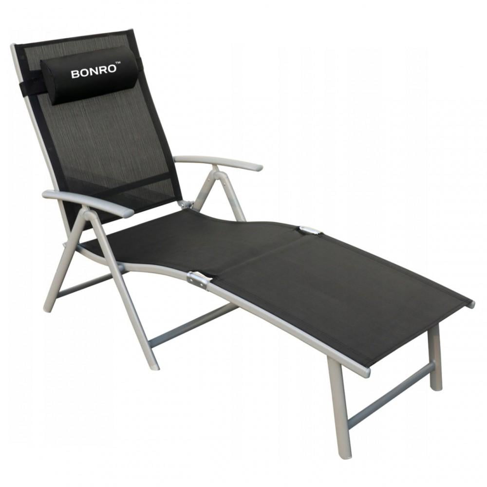 Лежак шезлонг садовий Bonro BG-008 з алюмінієвою рамою Чорний (42401156)