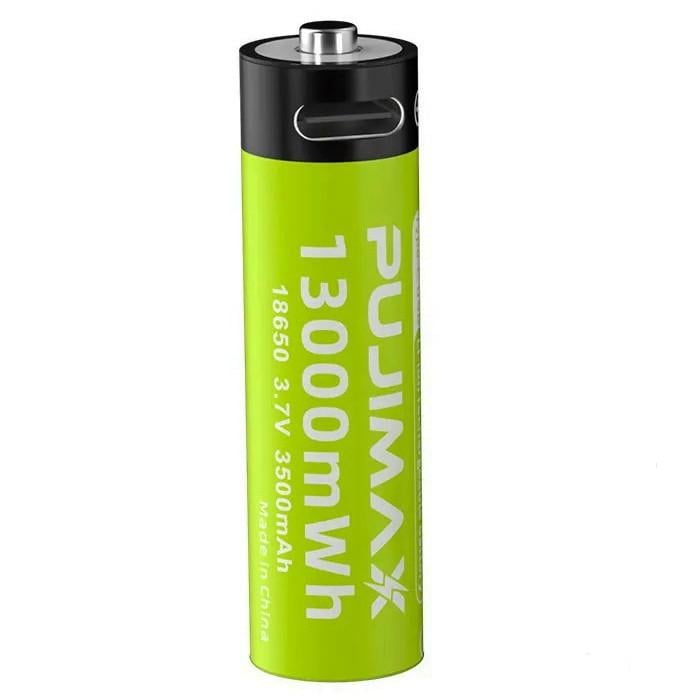 Акумулятор Pujimax 18650 з зарядкою Type-C 3500 mAh 3,7V Li-Ion Light Green (2575991014)