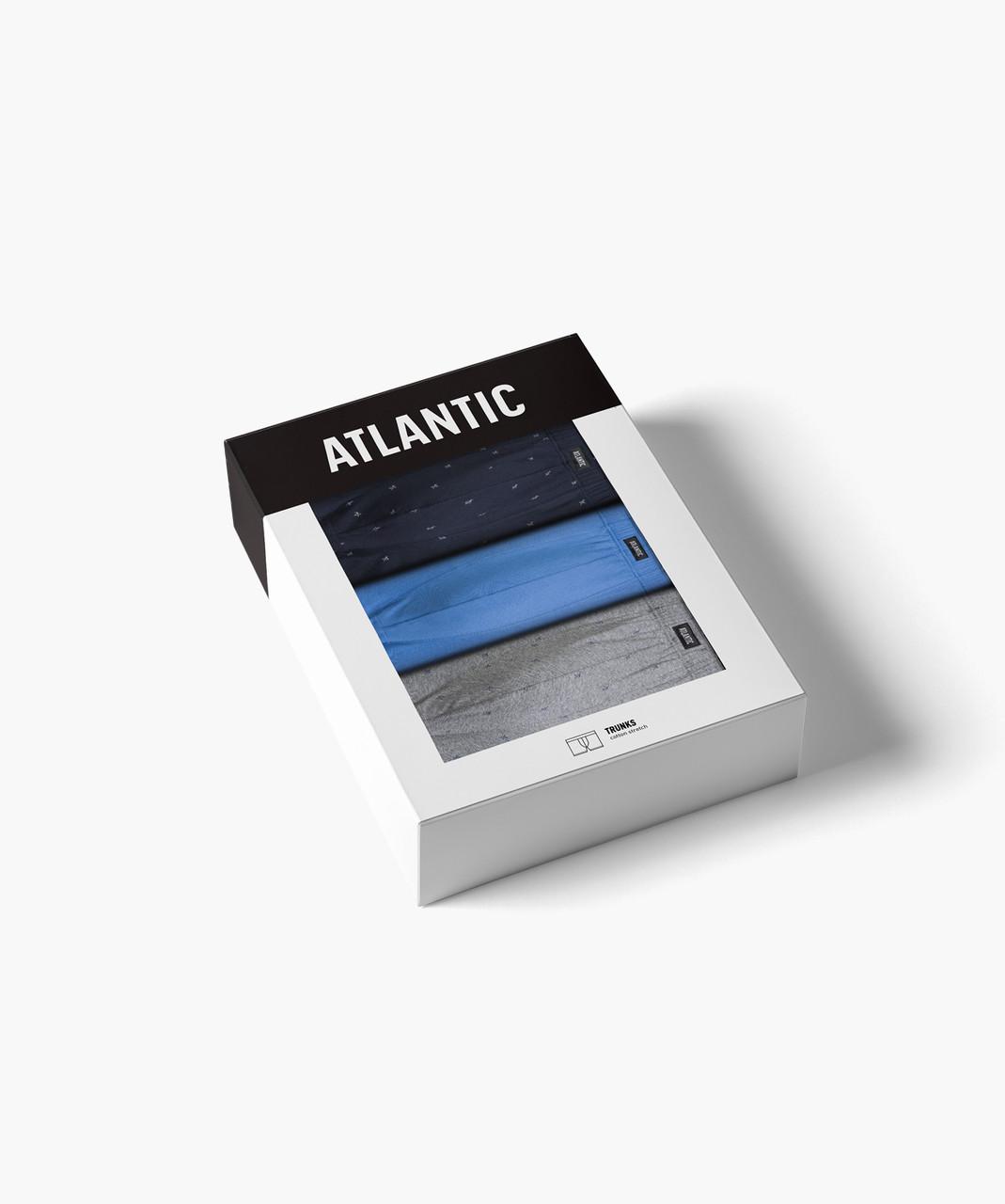 Набор трусов-боксеров мужских низкой посадки Atlantic 3MH-209 хлопковых 3 шт. M Серый меланж/Голубой/Темно-синий (2596973283) - фото 4