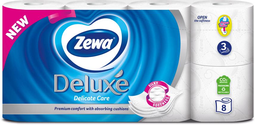 Туалетная бумага Zewa Deluxe Delicate Care 3 слоя 8 рул. (3923)