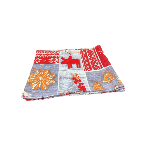 Набор новогодних салфеток Огоньки/олени и снежинки текстильные (13101891)