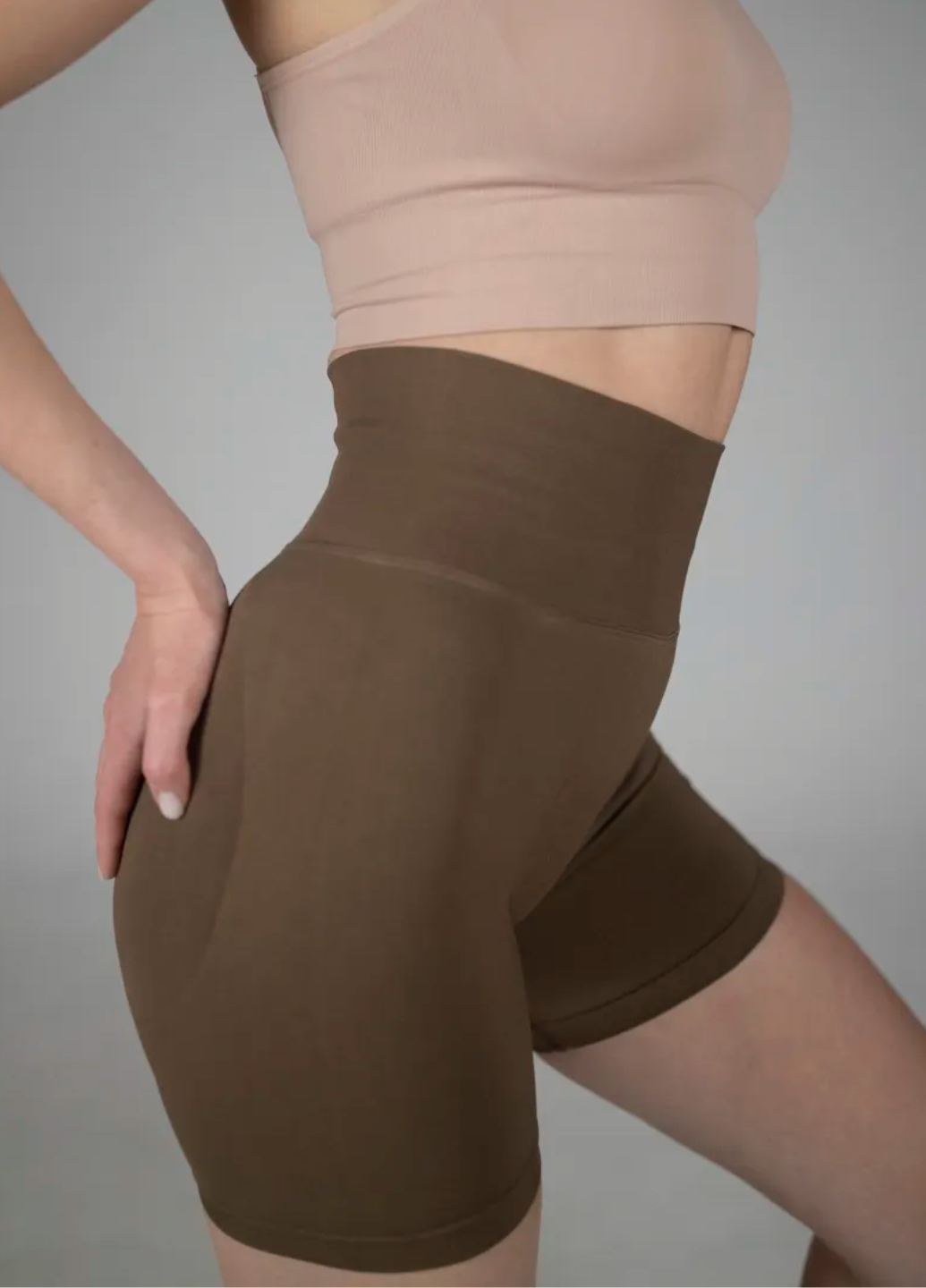 Велосипедки женские с пуш ап эффектом для тренировок короткие повседневные L Коричневый (70158/L) - фото 3 Велосипедки женские с пуш ап эффектом для тренировок короткие повседневные L Коричневый (70158/L) - фото 3