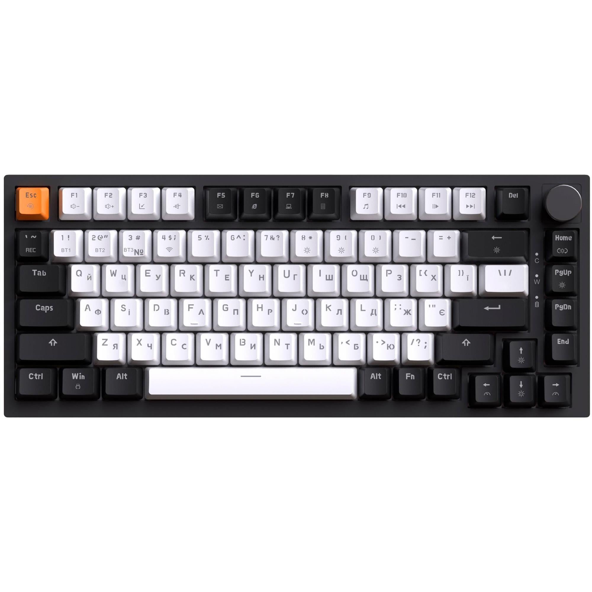Клавиатура беспроводная механическая GamePro Asgard Valhalla 82 клавиши QLAB Orange RGB ENG/UKR/RU Black (MK160B Pro)