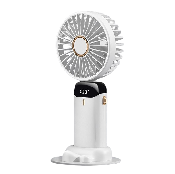 Вентилятор с аккумулятором 5 режимов обдува и цифровым дисплеем Белый (R9712)