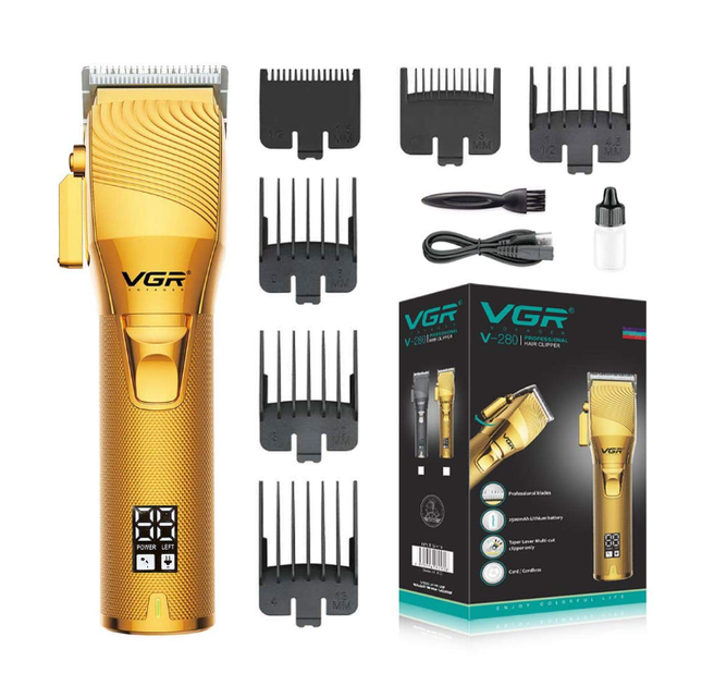 Машинка для стрижки VGR V 280 GO Professional Premium акумуляторна Gold - фото 4