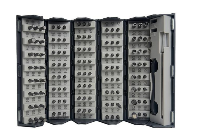 Набір магнітних викруток 128в1 для точних робіт з бітами зі сталі S2 Roll-up зберігання Gray (110299)