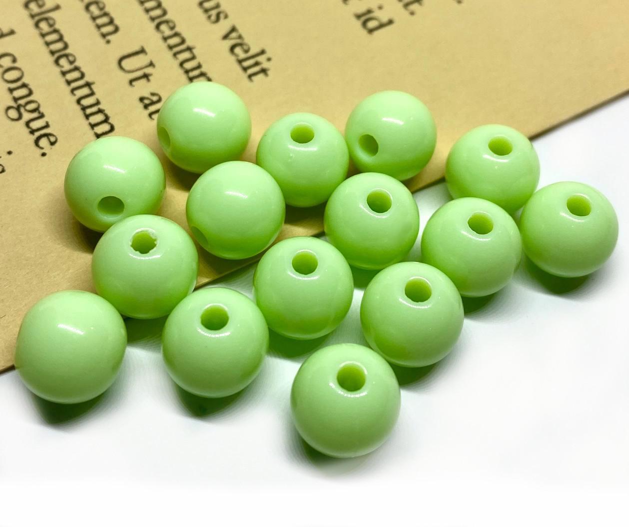 Намистини пластикові куля 10 мм Ø 2 мм 25 г 45 шт. Світло-зелений (БП0010ш11)