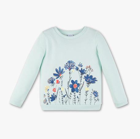 Свитшот для девочки C&A Цветы размер 134 Бирюзовый (2002081)