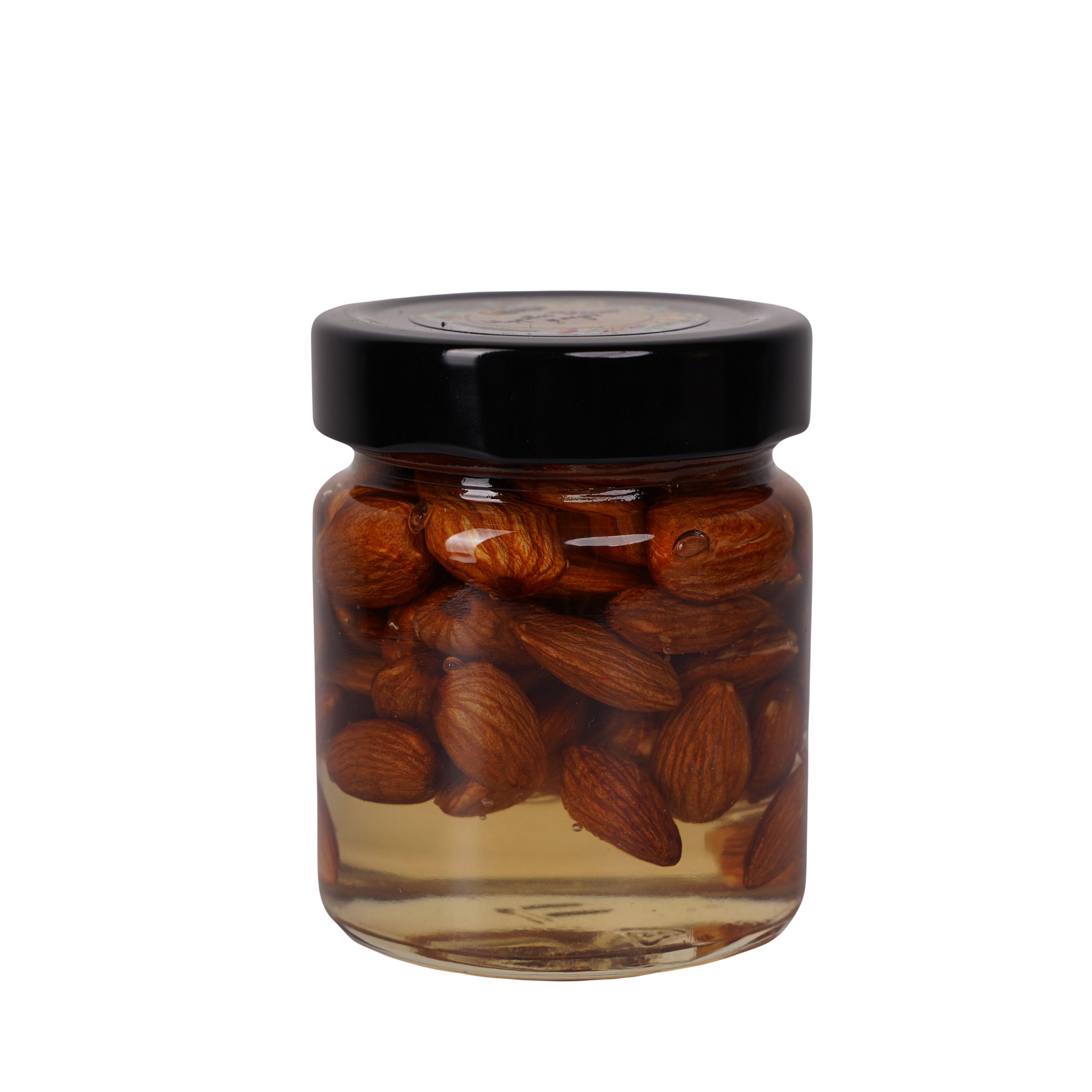 Мед акациевый пчелиный с миндалем Золотой Нектар в стеклянной банке украинский 215 г